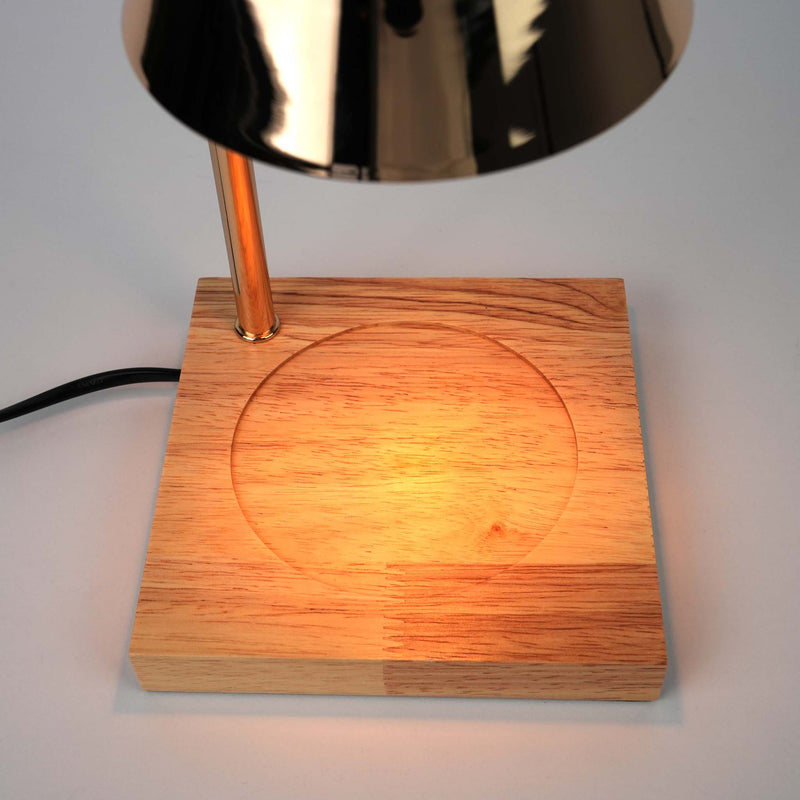 Aromatherapy Candle-Melting Lamp with Wooden Base Browze