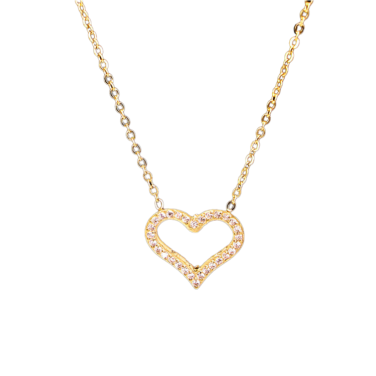 Rhinestone Heart Pendant Necklace CS Accessory Partners