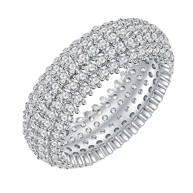 5 Rows Diamonds 925 Silver Ring CS Accessory Partners