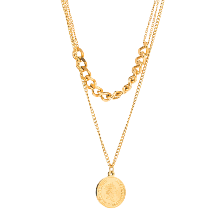 Gold Plated Necklace - Coin CS Accessory Partners