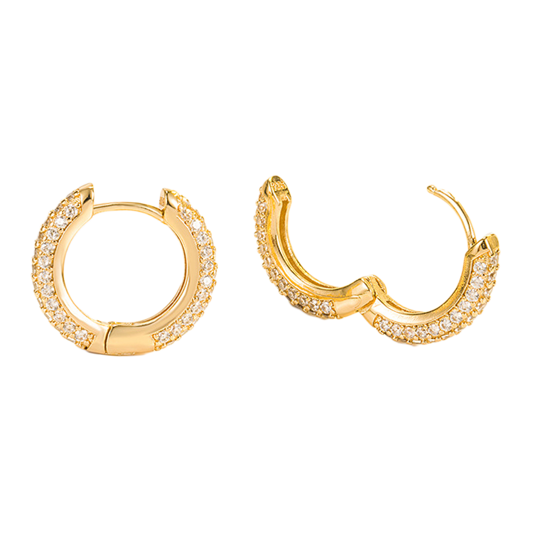 Gold Plated Rhinestone Inlaid Hoop Earrings CS Accessory Partners