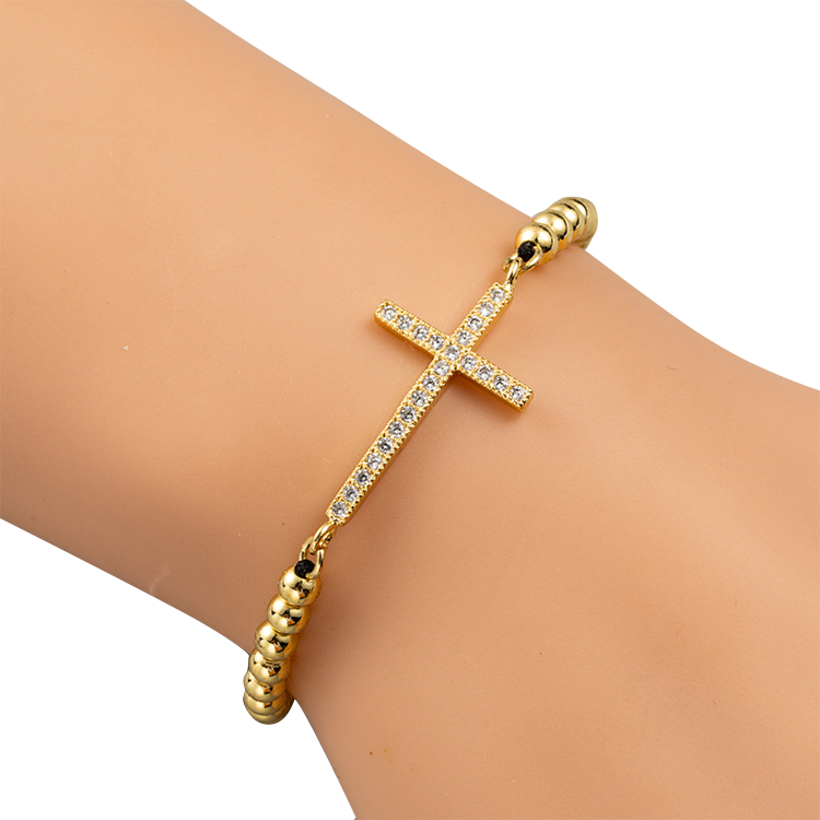 18K Gold Plated Cross Shape Micro-Inlaid Zircon Bracelet CS Accessory Partners