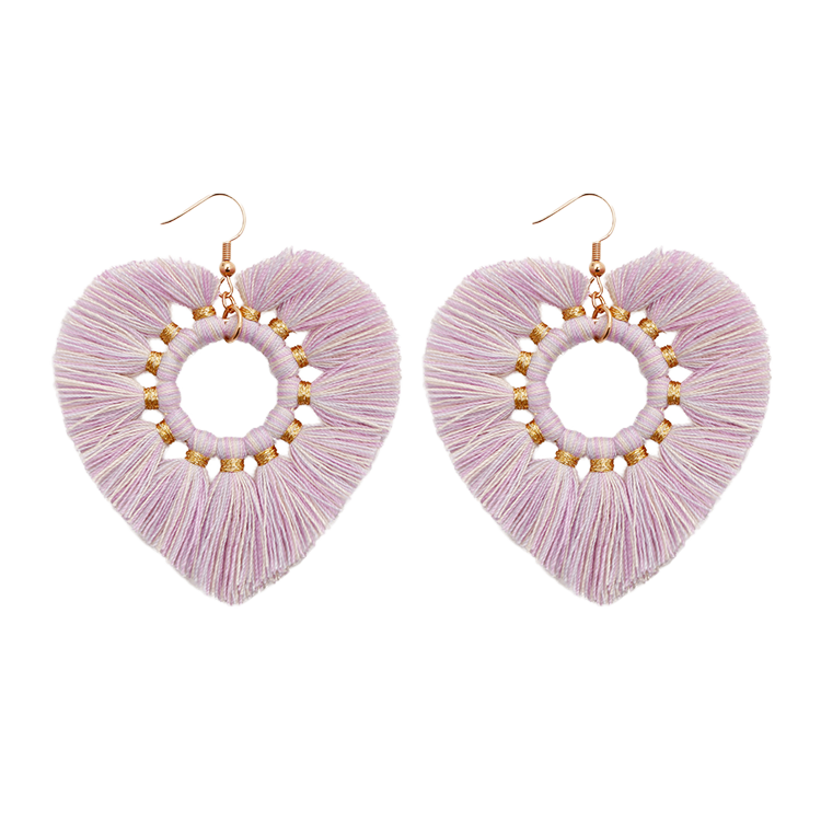 Boho Heart Shape Tassel Earrings CS Accessory Partners