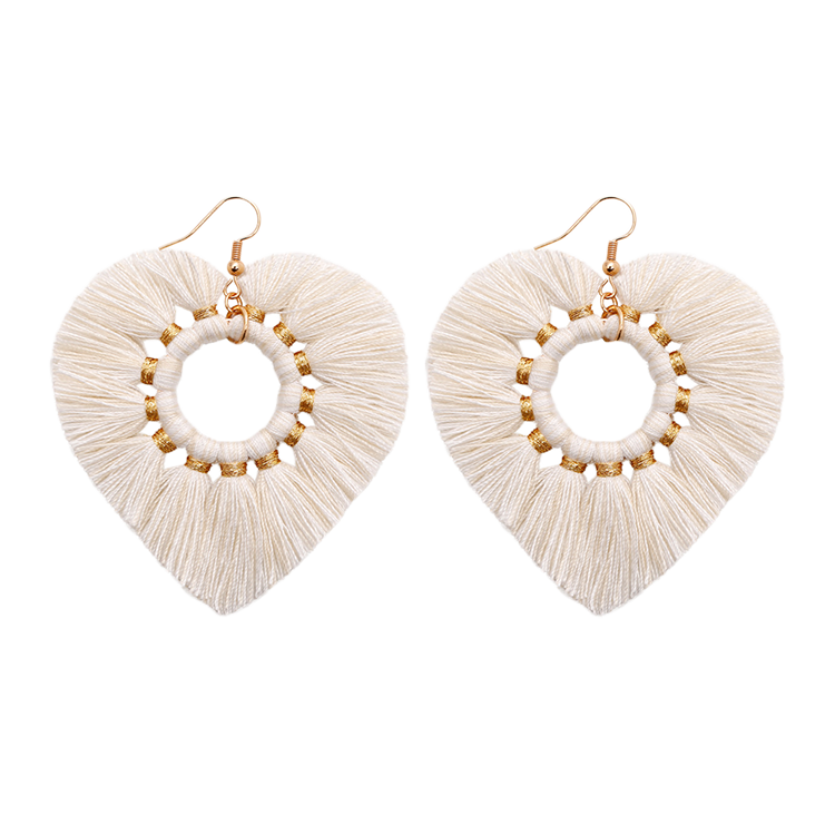 Boho Heart Shape Tassel Earrings CS Accessory Partners