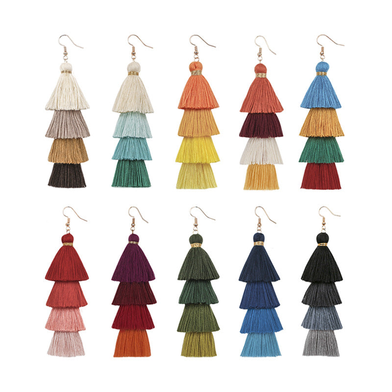 Pompom Boho Tassel Earrings 10 pairs CS Accessory Partners