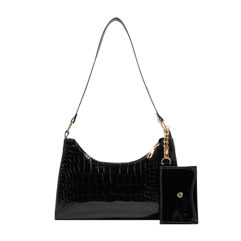 Metallic Crocodile Pattern Baguette Bag & Wallet CS Accessory Partners