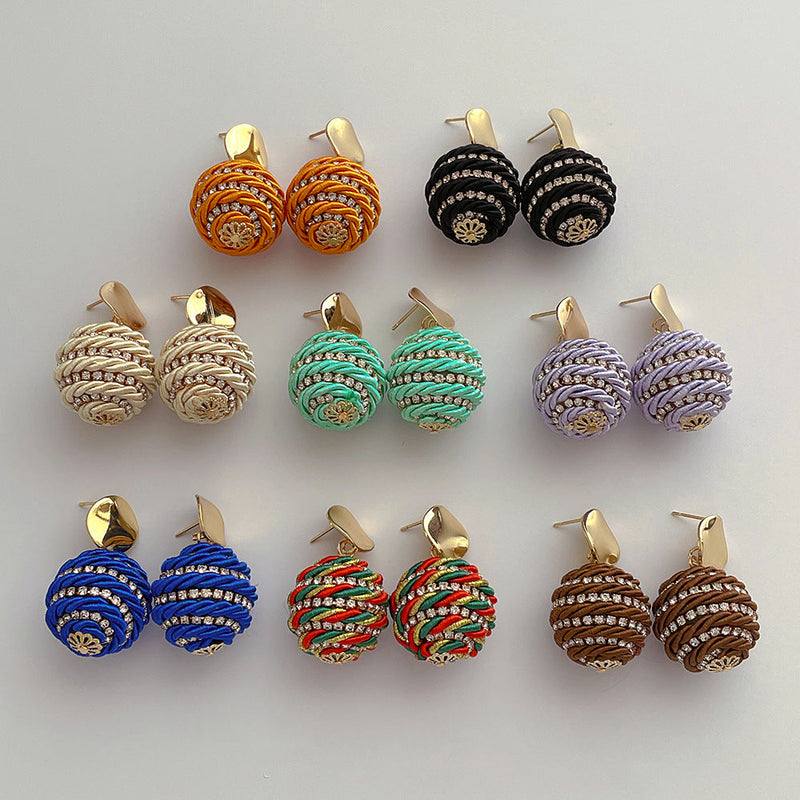 Braided Rope Earrings With Rhinestones CS Accessory Partners