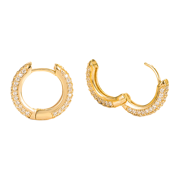 Gold Plated Rhinestone Inlaid Hoop Earrings CS Accessory Partners