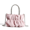 Rhinestone Handle Pleated Cloud Handbag CS Accessory Partners