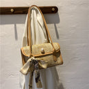 Pearl Detail Faux Leather & Straw Handbag CS Accessory Partners