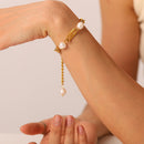 18k Gold Plated Chunky Chain Natural Freshwater Pearl Bracelet CS Accessory Partners