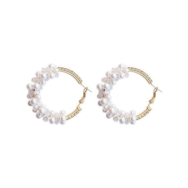 Sterling Silver Gold Plated Hoop Earring With Rhinestones and Faux Pearls CS Accessory Partners