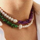 Stainless Steel 18k Gold Plated Necklace With Pearl and Mixed Stone CS Accessory Partners