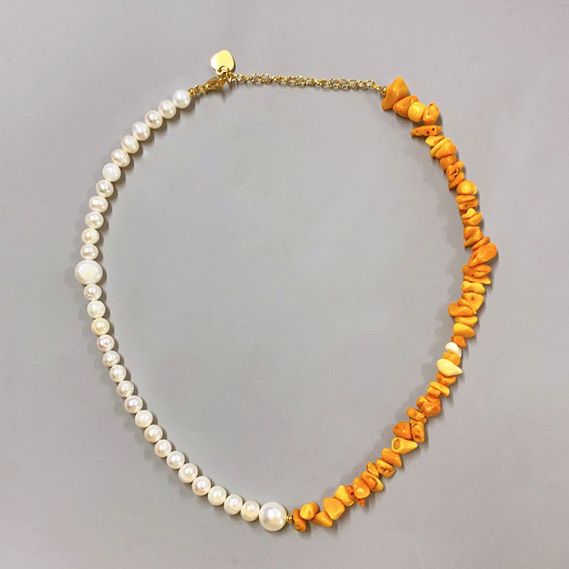 Stainless Steel 18k Gold Plated Necklace With Pearl and Mixed Stone CS Accessory Partners