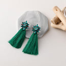 Flower Colored Rhinestone Tassel Earrings CS Accessory Partners