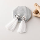 Flower Colored Rhinestone Tassel Earrings CS Accessory Partners