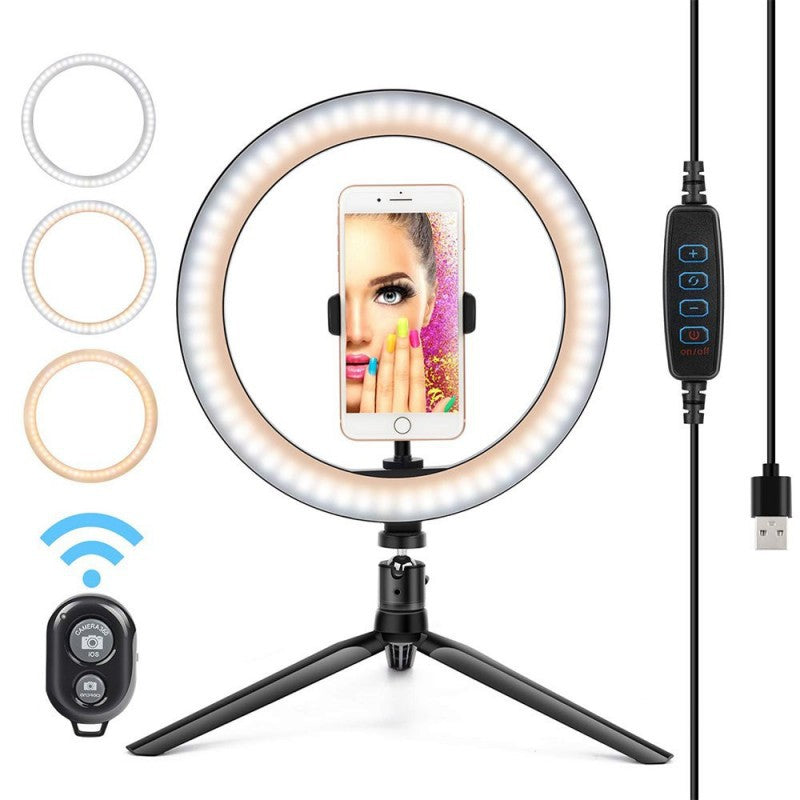 82'' Adjusable USB 10-Inch Diameter Selfie Ringlight With Bluetooth Remote Control CS Accessory Partners