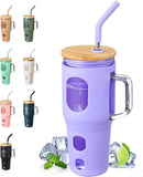 33oz Glass Tumbler With Handle & Silicone Protective Case (comes with straw) CS Accessory Partners