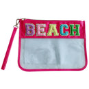 Clear Nylon Zipper Pouch With Chenille Letters CS Accessory Partners