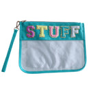 Clear Nylon Zipper Pouch With Chenille Letters CS Accessory Partners