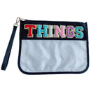 Clear Nylon Zipper Pouch With Chenille Letters CS Accessory Partners